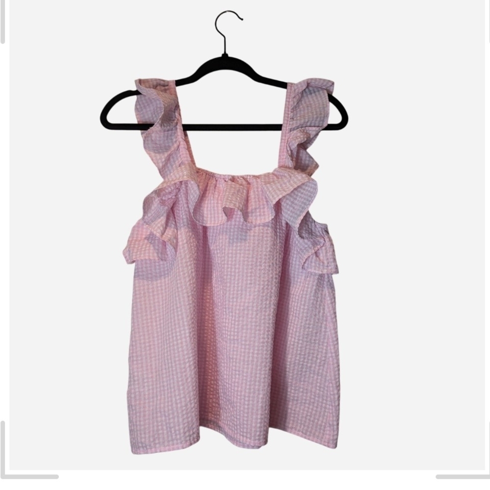 Pre-owned &merci Pink Gingham Blouse with Ruffles - Picture 4 of 7